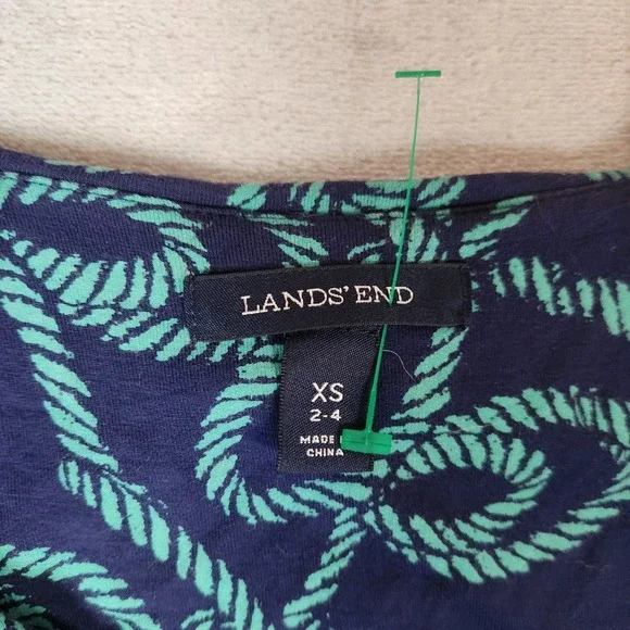Lands' End Faux Wrap Dress Nautical Rope Pattern Jersey Sleeveless Navy XS - Picture 4 of 6
